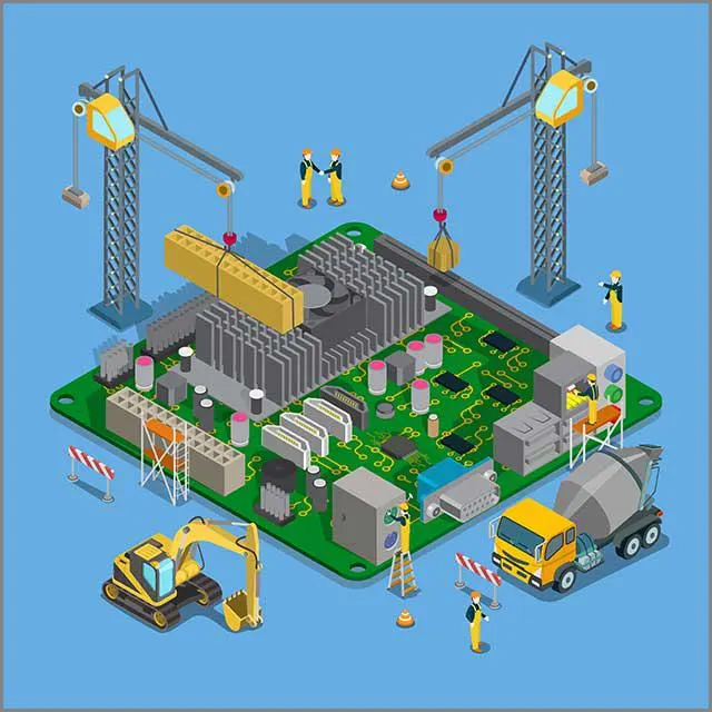 (Obraz 3D płytki drukowanej wykonany przez producenta PCB online)
