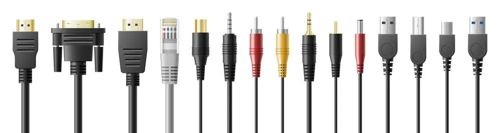 Różne kable VGA i kable USB